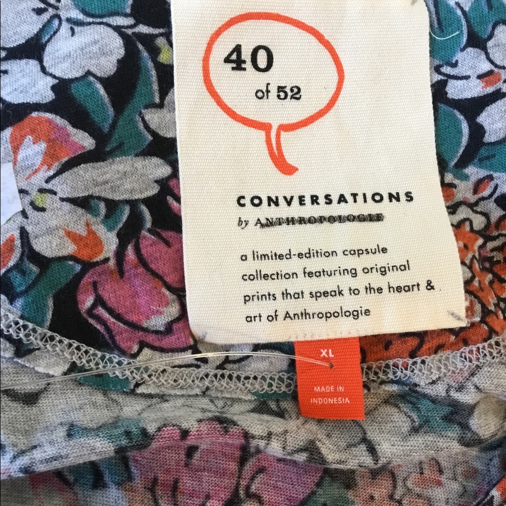 Anthro 40 of 52 Conversations Floral T-shirt - Picture 2 of 7